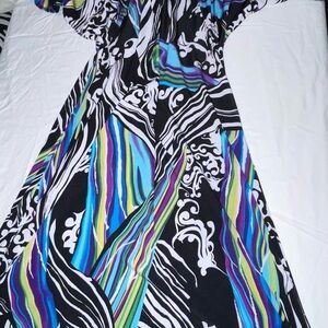 AB Studio Black and Blue Asymmetrical Dress